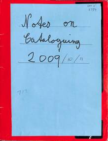 Document - Sunshine And District Historical Society DB Textworks Cataloguing Notes, 2009