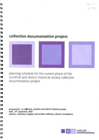 Document - Sunshine And District Historical Society Collection Document Project, Kimberley Meagher et al, 24th September 2009