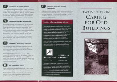 Flyer - Twelve Tips On Caring For Old Buildings, National Trust