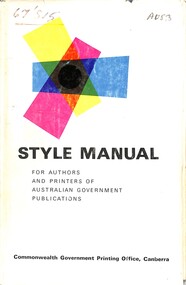Book - Style Manual, A. J. Arthur, Style Manual For Authors And Printers Of Australian Government Publications, 1966