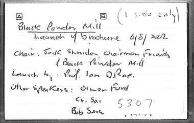 Audio - Black Power Mill Lauch Of Brochure 2002 Audio Tape, Friends of the Black Powder Mill, 6th August 2002