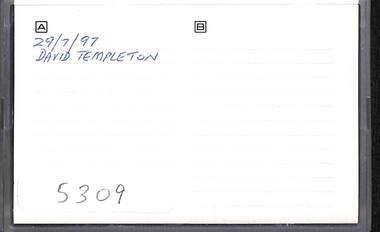 Audio - David Templeton Audio Tape, David Templeton, 29th July 1997