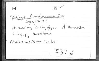 Audio - Spaldings Reminiscence Day 2002 Audio Tape