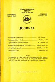 Journal - Victorian Historical Journal Volume 57 Number 2 June 1986, Royal Historical Society of Victoria, June 1986