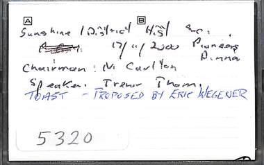 Audio - Sunshine And District Historical Society Pioneers Dinner 2000 Audio Tape, Sunshine and District Historical Society Inc, 2000