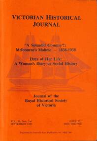 Journal - Victorian Historical Journal Volume 60 Number 2 - 4 September 1989, Royal Historical Society of Victoria, September 1989