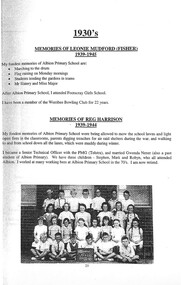 Essay - Albion State School 1930s Memories