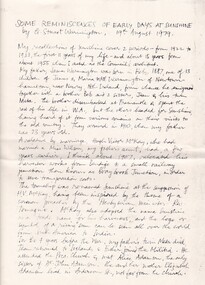 Archive - Some Reminiscences Of Early Sunshine By Gordon Stuart Warmington, Gordon Stuart Warmington, 19th August 1979