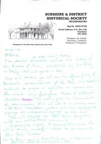 Archive - Sunshine Avenue Of Honour History