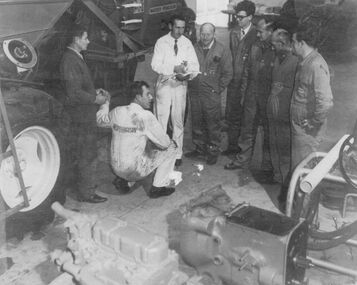Photograph - Group seminar on Massey Ferguson header, [late 1970s-early 1980s]