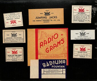 Ephemera - Phoenix Fireworks Labels of fireworks, [1940]