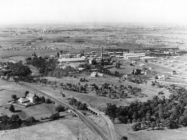 Photograph - Aerial view of Ballarat Road Depicting ICI Factory and Deer Park Hotel and Ballarat Road