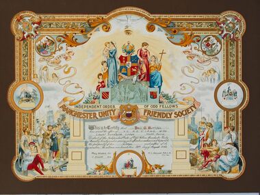 Certificate - Loyal Sunshine Lodge & Manchester Unity Friendly Society, 1942