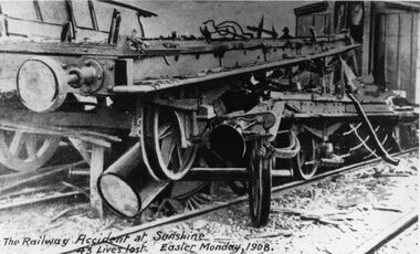 Photograph - Sunshine Railway Accident Carriage, 1908