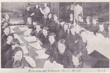 Photograph - Sunshine Technical School Dressmaking and needlework Miss G Alberton Circa 1933, [1933]