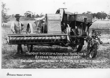 Photograph - Reaper thresher or header on farm 1914, 1914