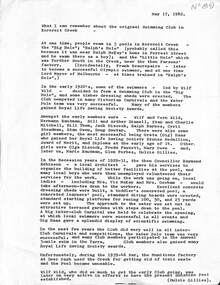 Document - Sunshine Swimming Club History, 17/05/1982 12:00:00 AM