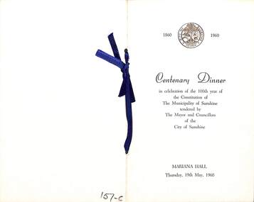 Ephemera - Programs for Dinner at Mariana Hall to celebrate 100 years of the Constitution  of The Municpality of Sunshine, 1960