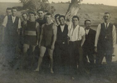 Photograph - Swimmers & supporters,  Maribyrnong River, 1921