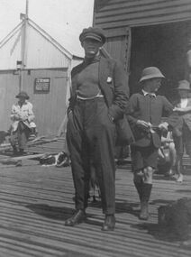 Photograph - Mr Syd Dunn after swim, 1921