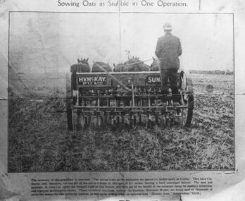 Photograph - HV McKay drill sowing oats, 1922