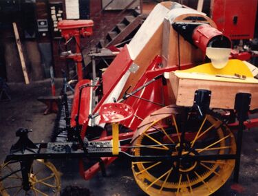 Photograph - HV McKay Stripper Harvester during restoration, 1986