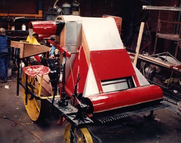 Photograph - HV McKay Stripper harvester restoration, 1986