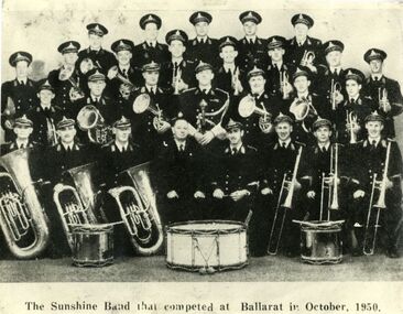 Photograph - The Sunshine Band that competed at Ballarat in October 1950, 1950
