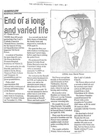 Article - Obituary for David Power 1906 to 1998, 1998