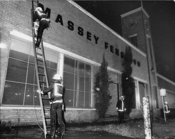 Photograph - Firemen at Massey Ferguson factory, 1987