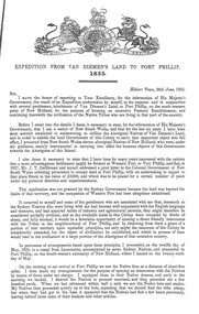 Document - Expedition from Van Diemens Land to Port Phillip 1835, 1835