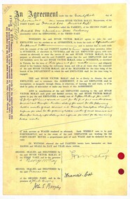 Administrative record - H.V. McKay Apprentice Indenture of Mr Arnold Cox 1907, Copy made 2000
