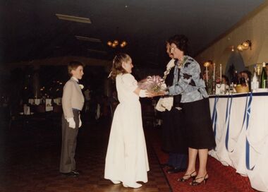 Photograph - Presentation of bouquet to mayoress of Sunshine City Council Mrs Solomano, 1987