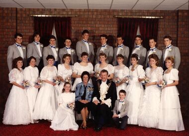 Photograph - Photograph of a debutante set and Mayor Cr Alan Solomano, [1986-87]