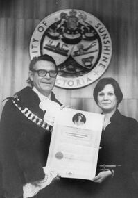 Photograph - Jack Tighe Mayor of Sunshine at a naturalisation ceremony, 1974-75