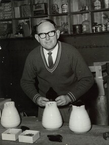 Photograph - Mr Harold Drayton assembling an electrical hot water jug photgrapth