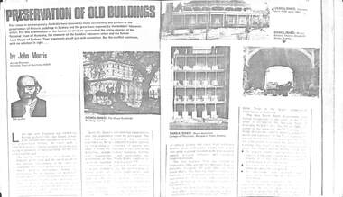 Article - Article by John Morris on Preservation of old buildings, Current affairs bulletin, 1973