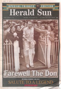Newspaper - Herald Sun tribute to Donald Bradman, Herald Sun, Feb 27, 2001