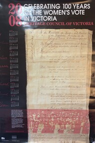 Ephemera - 2008 calendar celebrating 100 years of the womens vote in Victoria, Heritage council Victoria