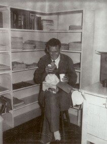 Photograph - Charlie Smith having lunch, [1980s]