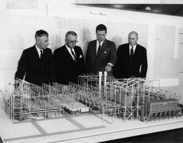 Photograph - Inspection of model Proposed Massey Ferguson foundry building at Sunshine