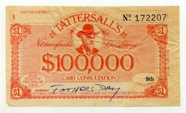 Ephemera - Tattersalls ticket