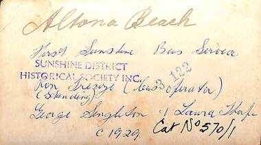 Photograph - Sunshine bus service and manufacturing industries, circa 1929