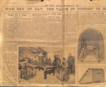 Article - The Argus 13th September 1915 - War Day By Day The Value Of Victory To Britain, 1915