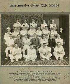 Photograph - East Sunshine Cricket Club 1936 - 1937 Photograph, Ward Symons, 1937