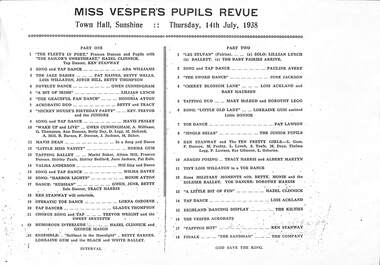 Ephemera - Miss Vespers pupils revue 1938, 1938
