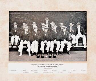 Photograph - Sunshine Bowling Club 1951-52 Framed Photograph, 1952