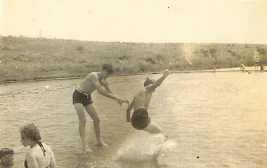 Photograph - Sunshine swimming pool swimmers at Kororoit Creek, circa 1948; copy made 2007