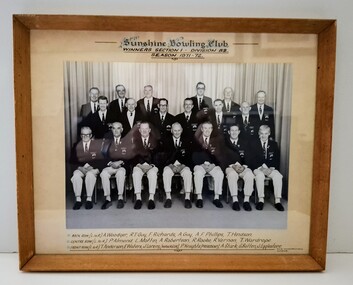 Photograph - Sunshine Bowling Club Winners Section 1 Division 132 Season 1971-1972, R & R Mudford Studio, 1972