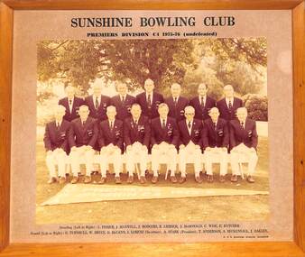 Photograph - Sunshine Bowling Club 1975 - 1976 Photograph, R & R Mudford Studios, 1976